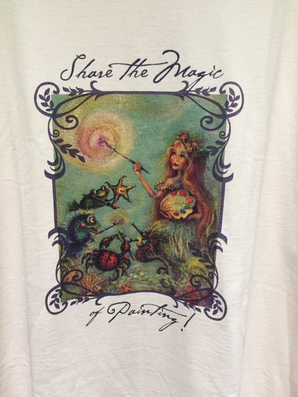 Vtg SHARE THE MAGIC OF PAINTING T-Shirt Mermaid, Fish, Sea Life  Hanes XL NOS  T